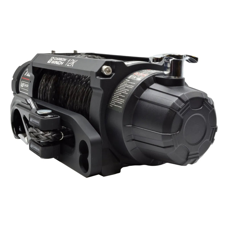 Carbon 12K Winch with Black Synthetic Rope and Remote Control for Off-Road Recovery