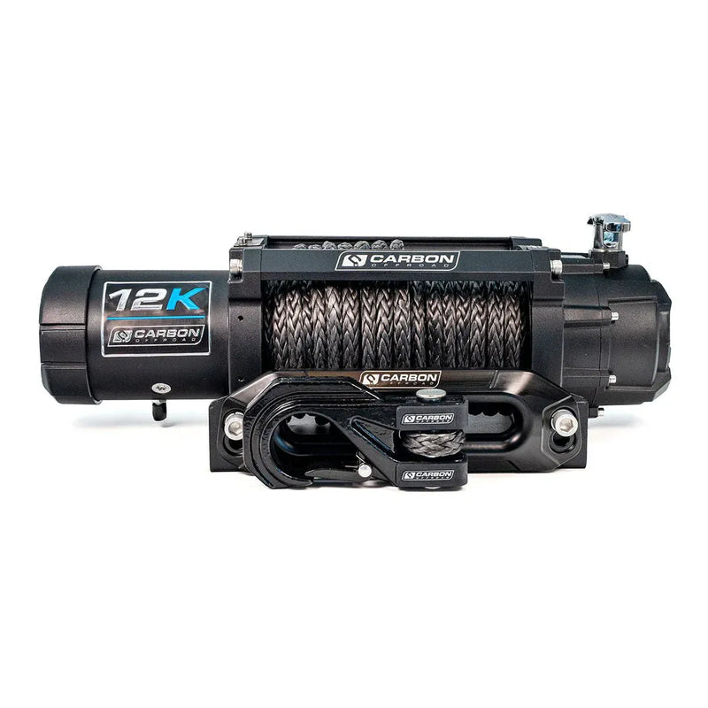 Carbon Offroad 12K Winch with Black Synthetic Rope