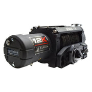 Heavy-duty Carbon 12K Winch with remote control and black synthetic rope for towing