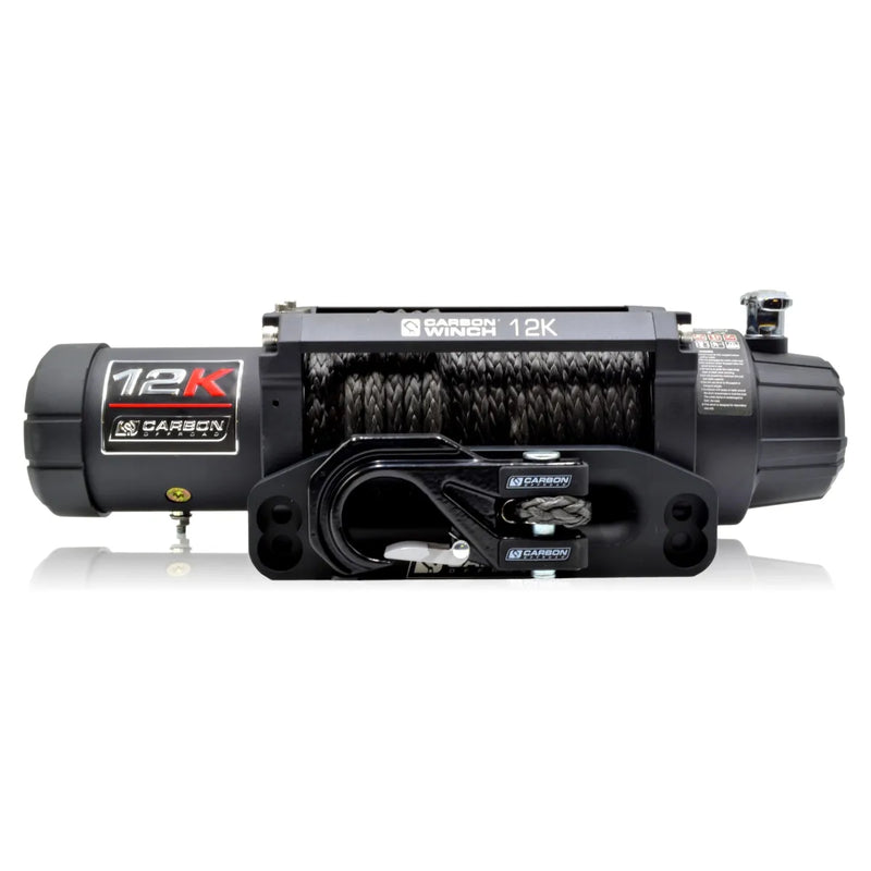 Heavy-duty Carbon 12K Winch with Remote Control and Black Synthetic Rope