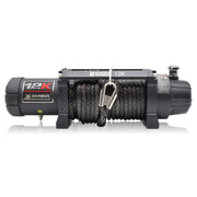 Heavy-duty Carbon 12K Winch with remote control and black synthetic rope and hook