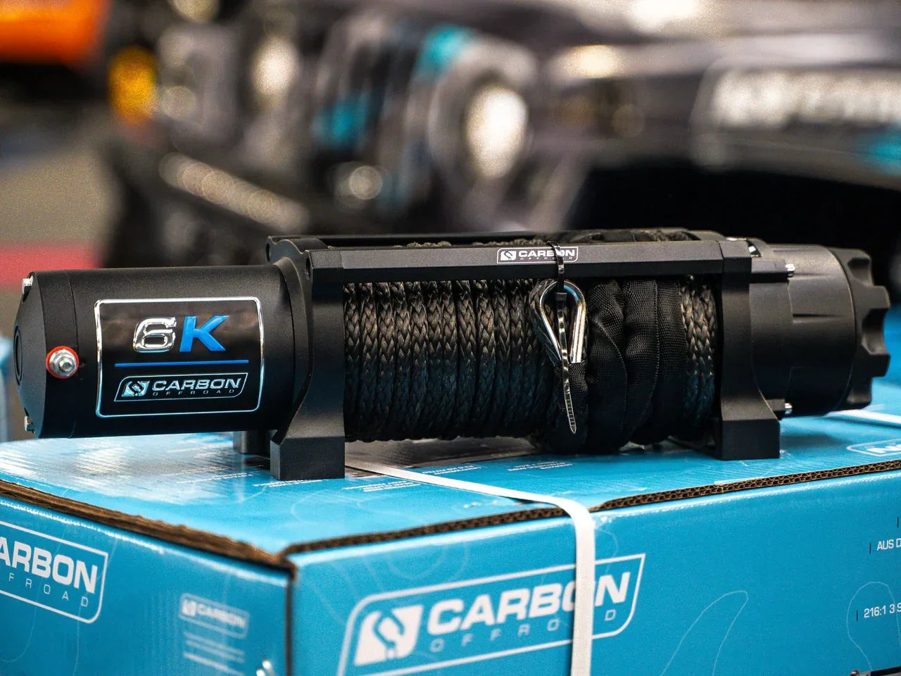 Carbon Offroad 6000lb Compact ATV Winch | Long Drum