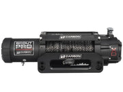 Black electric winch with synthetic rope and Carbon branding for Carbon Offroad Scout Pro Extreme