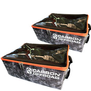 Camouflage-patterned Carbon Offroad gear cube storage with orange trim and recovery bag
