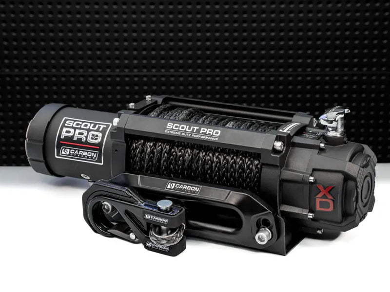 Carbon Scout Pro 15K Winch and Recovery Kit Bundle - black recovery hook