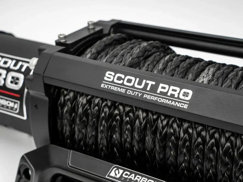 Carbon Scout Pro 15K Winch and Recovery Kit Bundle - winch mounted on a bullbar