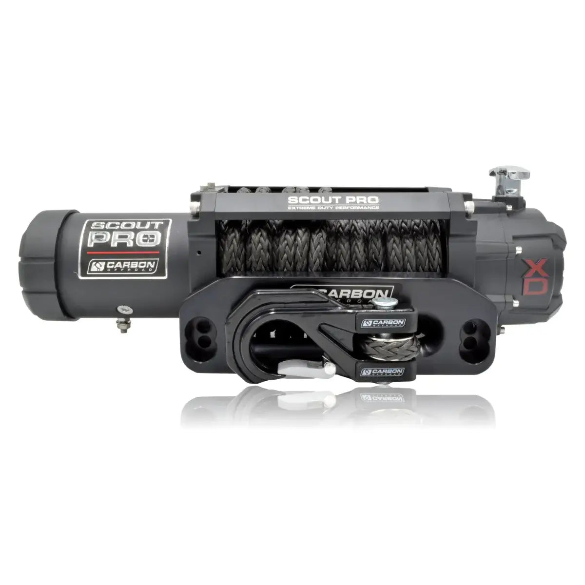 Carbon Scout Pro 15,000lb V3 electric winch on white background