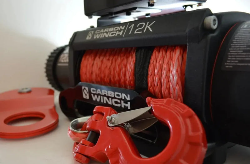 Carbon Winches Red Synthetic Rope Spliced with thimble | 24m x 10mm