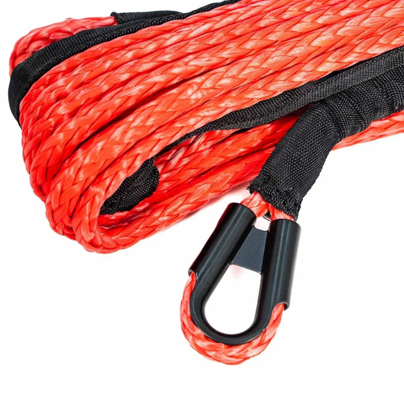 Carbon Winches Red Synthetic Rope Spliced with thimble | 24m x 10mm