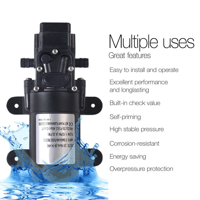 Devanti 12V Water Pump with Auto Pressure Switch - Tank Accessory