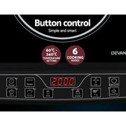 Control panel of Devanti Electric Portable Induction Cooktop with digital display and buttons