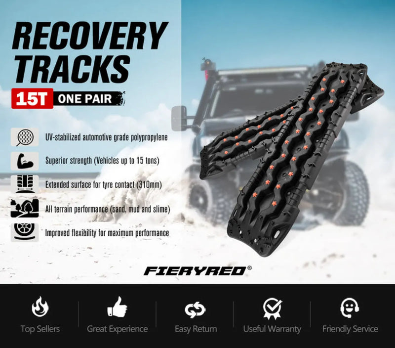 FieryRed 15T Recovery Boards made of automotive grade polypropylene for off-road recovery tracks