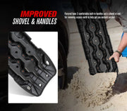 Rugged black recovery boards with textured surface and ergonomic design for off-road recovery