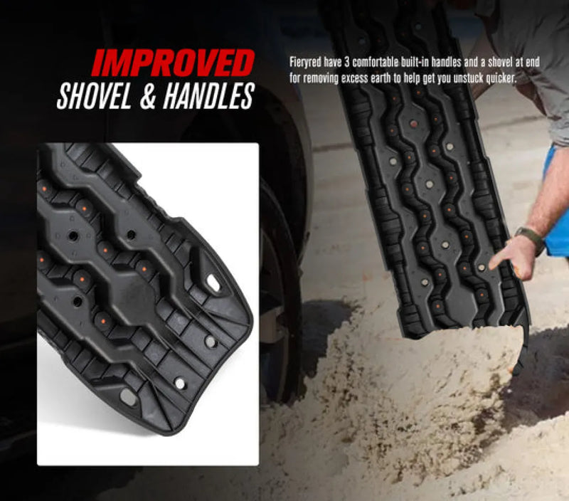 Rugged black recovery boards with textured surface and ergonomic design for off-road recovery