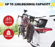 FieryRed 3 Bike Rack Foldable Bicycle Carrier attached to car rear, holds up to 3 bikes