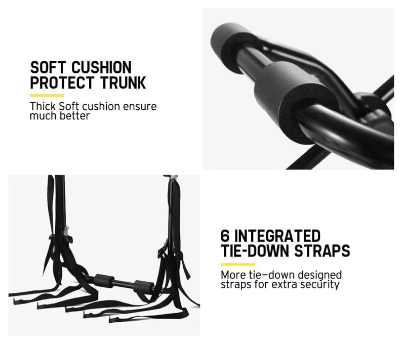 FieryRed 3 Bike Rack Foldable Bicycle Carrier for vehicle trunk or rear mounting