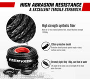 Heavy-duty Dyneema synthetic winch rope with protective sheath for high abrasion resistance