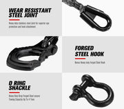 Heavy-duty steel hardware with joint, hook, shackle for synthetic winch rope applications