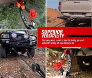 FieryRed Recovery Soft Shackle Winch Ring with Hook and Red Safety Strap for Vehicle Recovery