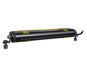 Cylindrical black and yellow LED light bar toner cartridge with end caps and connectors