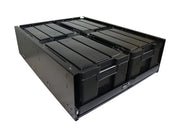 Storage drawer unit with multiple black plastic compartments for Front Runner 4 Cub Box Drawer