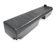 Elongated black plastic Front Runner 40L footwell water tank with textured top and brackets