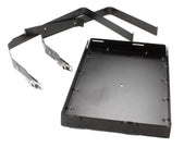 Stainless steel black powder coated computer hard drive mounting bracket with metal straps