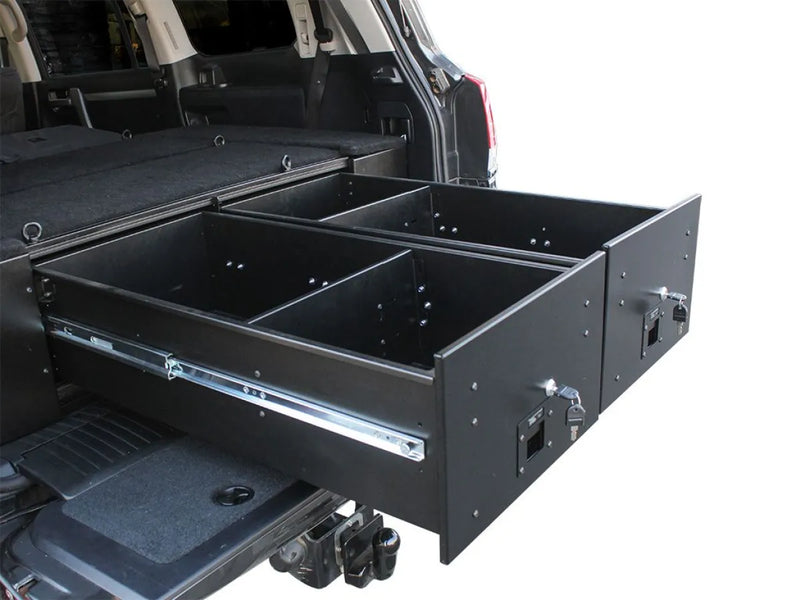Front Runner Drawer Dividers: sliding runner drawer unit with compartments in vehicle cargo area