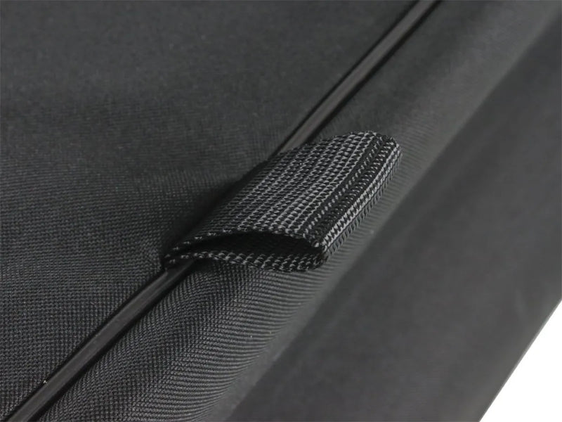 Textured fabric loop on front runner foldable roof top transit bag for extra large pack storage