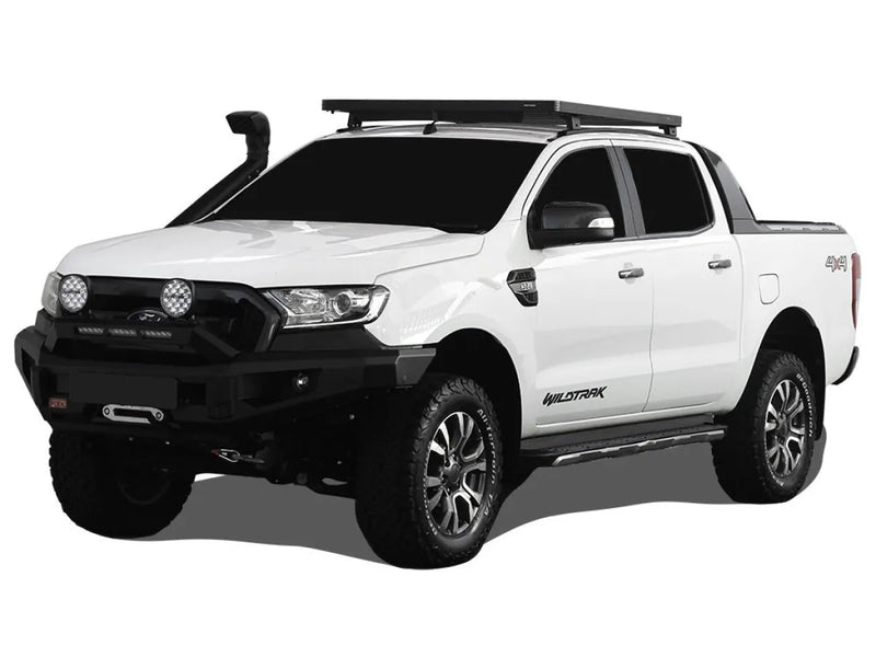 White Ford Ranger pickup truck with off-road roof rack kit Front Runner DC Slimline II
