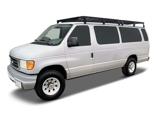 White Ford E-Series van with roof rack kit and Slimline II roof rack for extended cabs