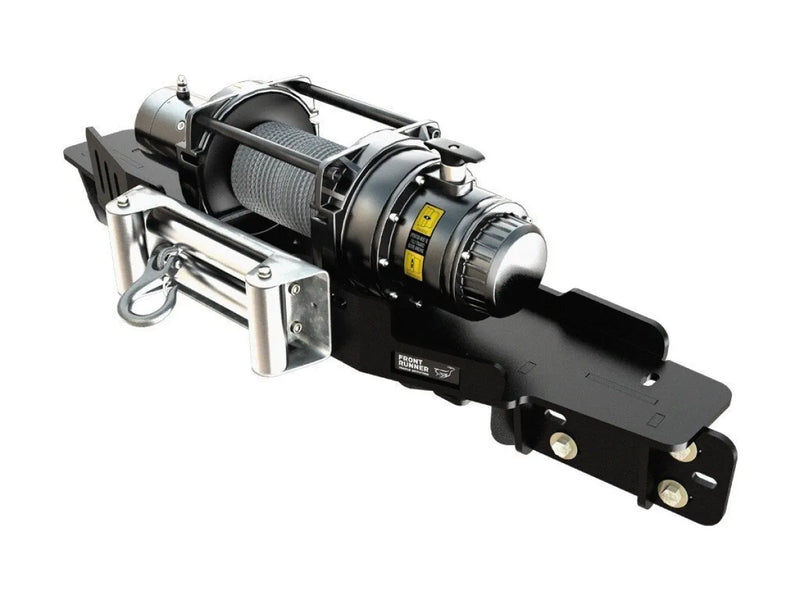 Heavy-duty vehicle winch with steel cable on Ford Ranger winch plate and cradle