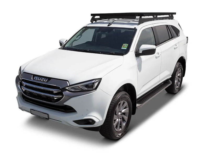 White Isuzu SUV with Front Runner Slimline II Roof Rack Kit for 2021+