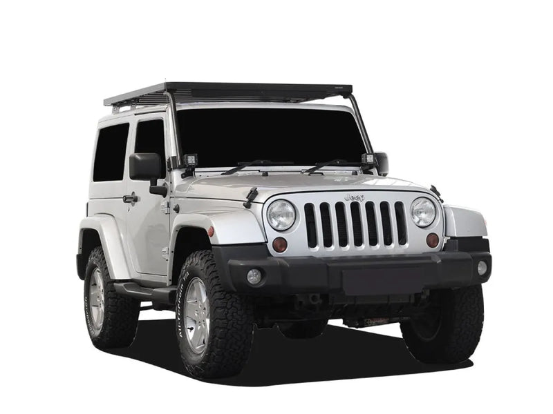 White Jeep Wrangler with roof rack kit for 2007-2018 Jeep Wrangler JK models