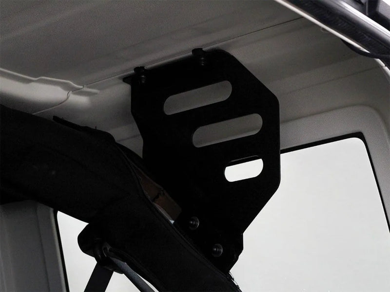 Grab handle inside Jeep Wrangler cabin for roof rack installation in Front Runner Jeep Wrangler JK 4 Door rack kit