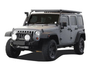 Gray Jeep Wrangler with off-road modifications and roof rack kit for JK models