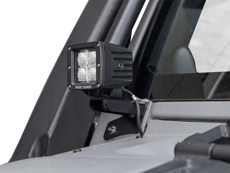 LED spot light mounted on Jeep Wrangler JK/JKU windshield spot light brackets
