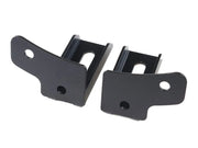 Pair of black metal mounting brackets for JKU windshield spot light installation