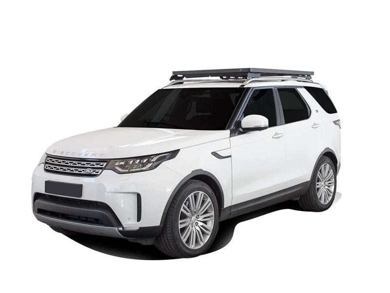 White Land Rover Discovery SUV with Front Runner LR roof rack kit for all-new Discovery 5