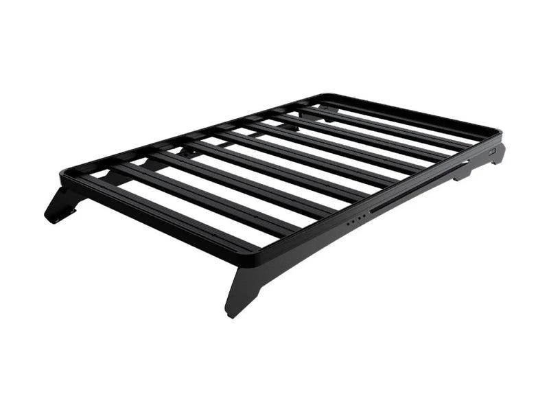 Black metal roof rack with parallel bars for vehicle mounting on Front Runner LR Discovery Slimline II Roof Rack Kit