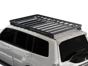 Roof rack kit on silver SUV featuring Front Runner Mitsubishi Pajero Slimline II Tray