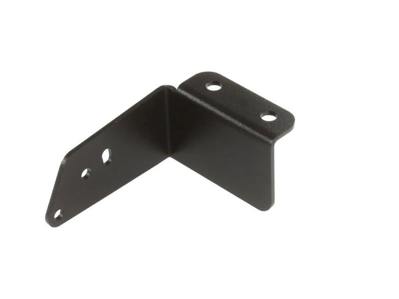 Black metal corner bracket with mounting holes for LED light bar installation