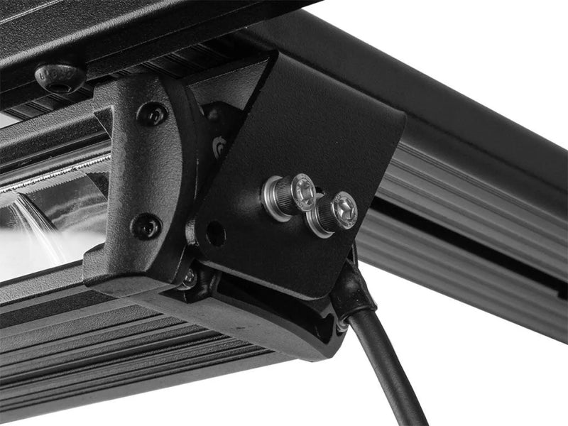 Mechanical hinge connecting metal components on Front Runner Mounting Bracket for LED Light Bar