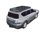 Silver SUV with a roof rack kit featuring a slimline design for Nissan Patrol Armada Y62
