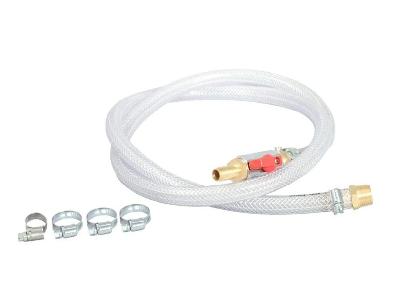 White flexible hose with brass fittings and metal clamps for Front Runner Premium Water Tank Hose Kit