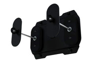 Black mechanical device with adjustable arms for water tank installation on Front Runner Pro Water Tank