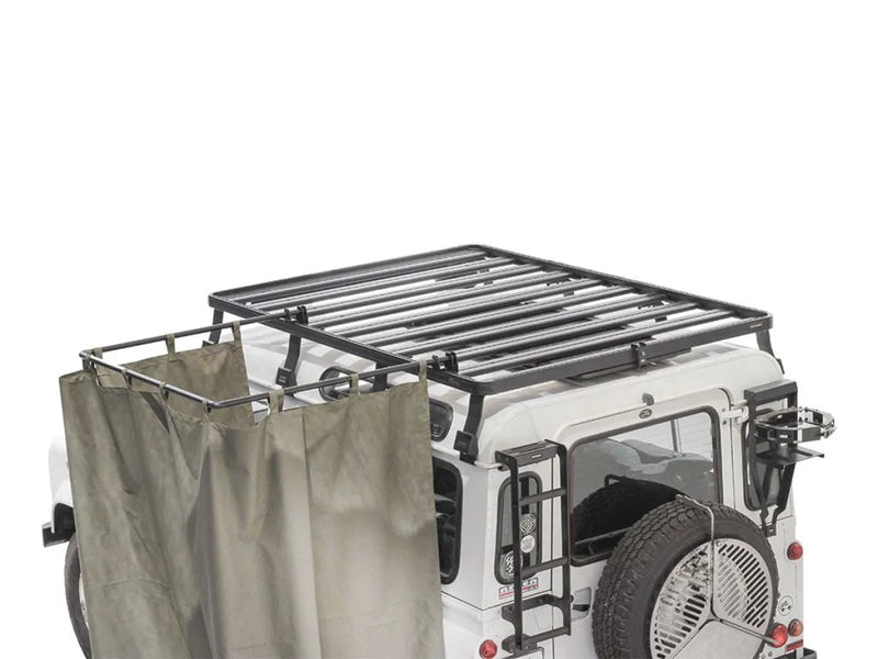 Roof rack with fabric storage for Front Runner Rack Mount Shower Cubicle on vehicle