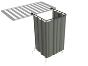Portable privacy screen with striped canopy top for Front Runner Rack Mount Shower Cubicle