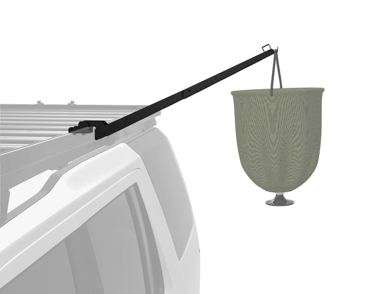 Hanging plant holder attached to a Vehicle’s Roof Rack for Shower Arm Mount on Runner Roof Rack