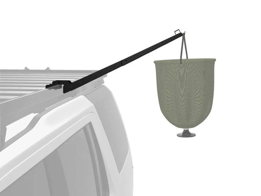 Hanging plant holder attached to a Vehicle’s Roof Rack for Shower Arm Mount on Runner Roof Rack